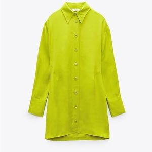 Zara Satin effect dress in lime green